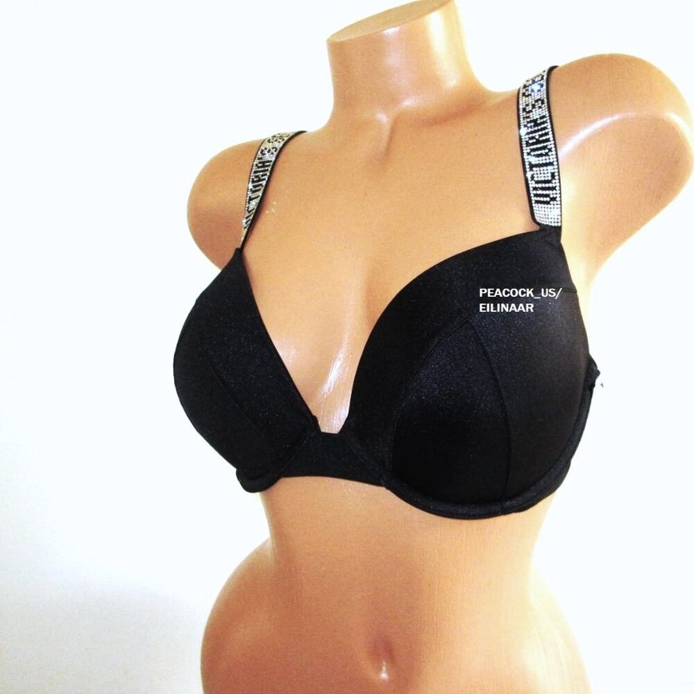 40DD Victoria Secret Swim Shine Strap Push Up Bikini Top Rhinestone Bling $69